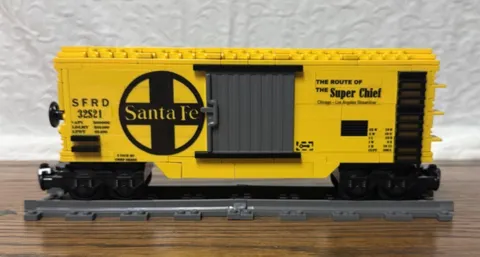 Custom Brick Train Santa Fe Super Chief Yellow Boxcar