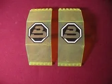 2 LEGO Trans-Neon Green Panels 10x6x11 With Blacktron II Logo #2408p01 6981 6988
