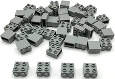 Lego 50 New Light Bluish Gray Bricks Modified 1 x 2 x 1 2/3 with Studs Parts