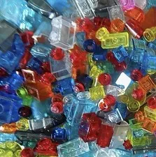 100 Piece Lego Small TRANSLUCENT Multi Colored Parts Randomly Picked