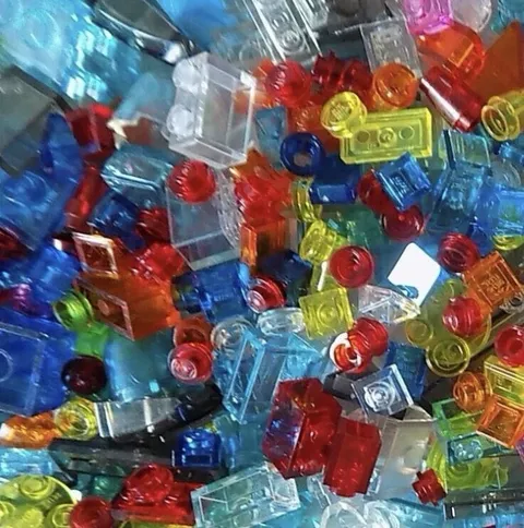 100 Piece Lego Small TRANSLUCENT Multi Colored Parts Randomly Picked