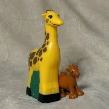 LEGO DUPLO Vintage Animal Figures Lot 2pcs Yellow Giraffe & Brown Foal