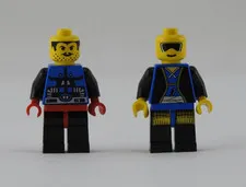 Vintage LEGO Minifigures Blue Black Outfits Yellow Heads Lot Of 2 Figures