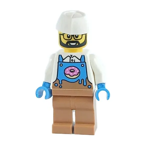 LEGO® City Donut Truck Vendor Minifigure Male w Food Service Cap Set cty1860