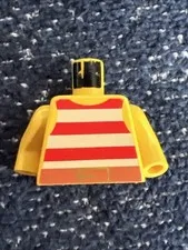LEGO 973p31c01 Torso Pirate Tank Top Red White Horizontal Stripes 1990s