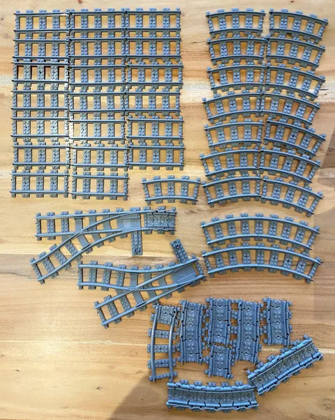 Genuine LEGO City Train Track Bulk Lot Straights Curves Points Flex Track 60+ 