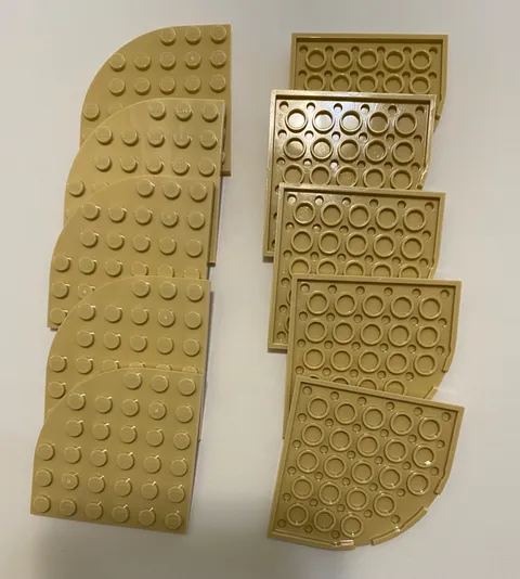LEGO Part 6003 (Qty 10) Round Corner Plate 6x6 in Tan, NEW