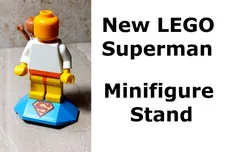 New LEGO Minifigure Stand SUPERMAN Logo Who's the HERO in Your Life? Awesome Man