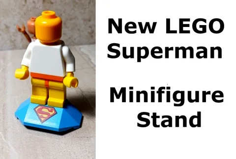 New LEGO Minifigure Stand SUPERMAN Logo Who's the HERO in Your Life? Awesome Man