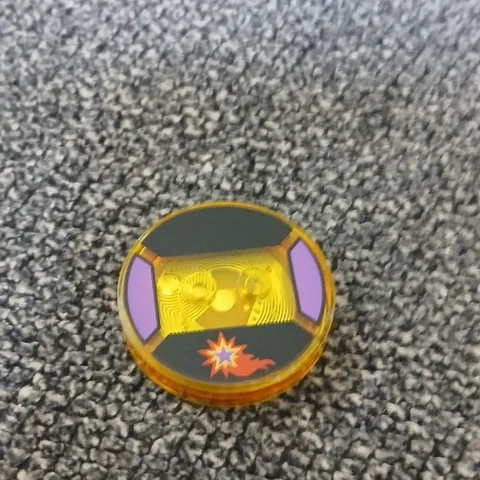LEGO Yellow Round Tile Printed Space Emblem Black Purple 1 Piece Plastic Part