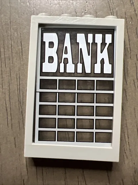 LEGO 2494pb01 Gold City Junction Bank Window Glass Frame Part