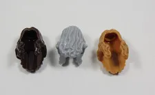 LEGO 3 Long Wavy Hair Center Part Minifig Medium Nougat Gray Dark Brown I2