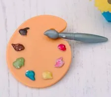 Barbie Mini Palet & Paintbrush Painting Paint Brush Art Minifigure New