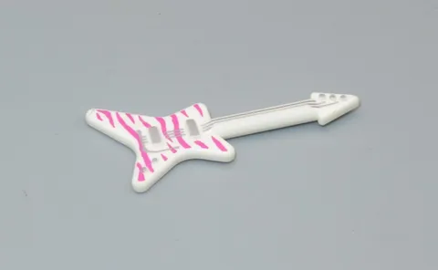 LEGO mini electric guitar white pink tiger stripe minifigures musical instrument