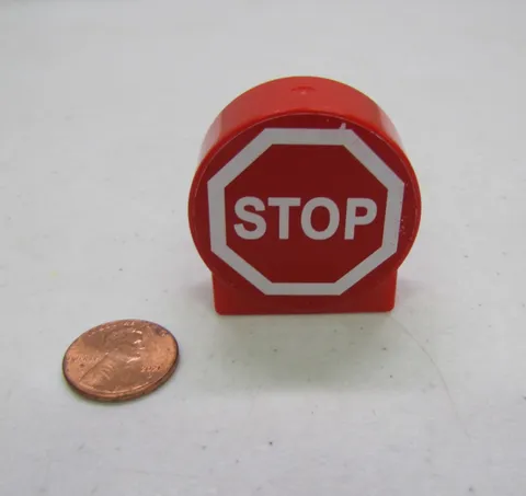 Lego Duplo RED STOP SIGN Specialty Sticker Brick Block Road Town Village Round