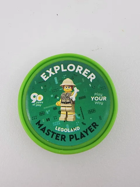 Green LEGO 90 Years of Play Explorer California Legoland Pop Badge