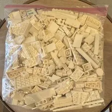 2 pounds LEGO White Bulk Lot Bricks Plates Pieces Parts in Bag Clean Sanitized