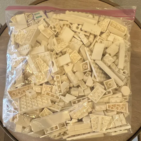 2 pounds LEGO White Bulk Lot Bricks Plates Pieces Parts in Bag Clean Sanitized