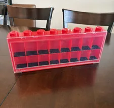 LEGO Minifigure Display Case 16 Compartments Wall-Mounted Clear Front Red