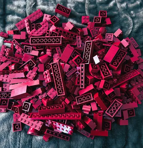 LEGO BRICKS BURGUNDY AND SPECIAL PEICES TOO ONE POUND