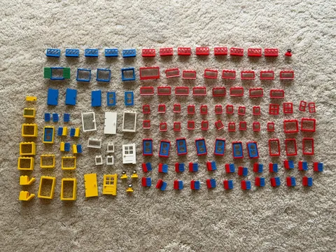 LEGO VINTAGE Windows Doors Shutter Lot, COMPLETE WITH "GLASS", EXCELLENT