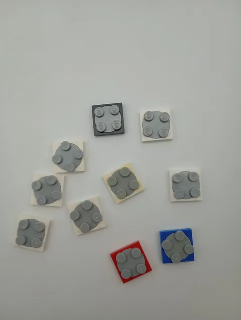 LEGO Various Color Turntable 2 x 2 Plate with Light Bluish Gray Top Lot of 10
