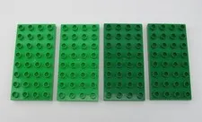 Lego Duplo Lot of 4 Base Plates 4 x 8 Pegs (2.5" x 5") ~ 2 Green / 2 Dark Green