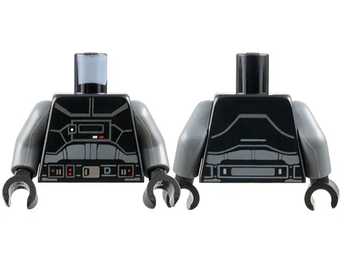 LEGO Black Torso SW Armor Plates, Lights and Belt with Silver Buckle Pattern (In
