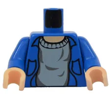 Lego 4755 Harry Potter Minifig TORSO Blue Open Shirt Gray Sweater D828