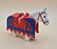 Lego Horse Barding, Ruffled Edge with Dragons on Blue Background