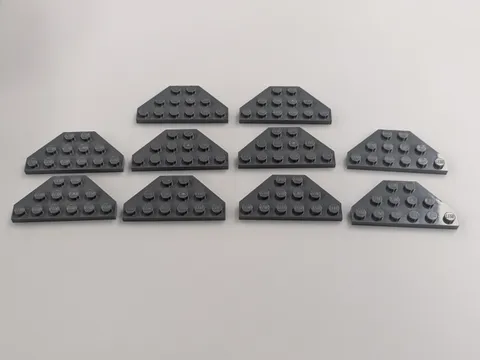 LEGO New x10 Dark Bluish Gray Wedge, Plate 3 x 6 Cut Corners # 2419