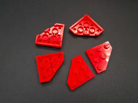 LEGO - 5x - Plate - Plate - Wedge - 3x3 Cut Corner - Red - 2450