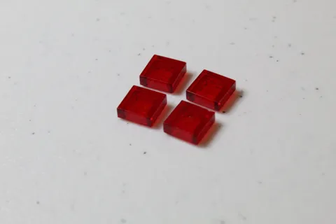(4) LEGO 1x1 Square Tile Part 3070 / 30039 - Transparent Red