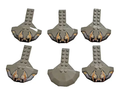 LEGO Lot of 6 Old Dark Gray Modified Plate 2x6 4x8 Half Saucer Stingray 30195pb0