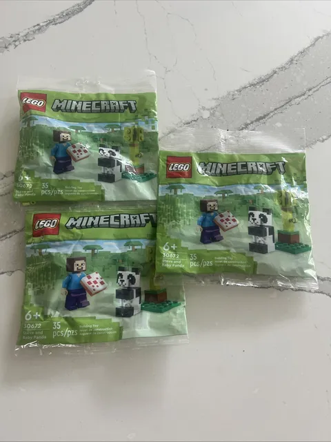 LEGO (30672) Minecraft: Steve and Baby Panda - Lot of 3 NEW/SEALED