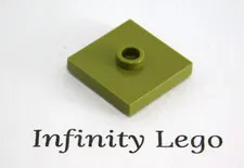 10 LEGO Olive Green Plate / Tile 2 x 2 with Centre Stud 23893 87580 (10 Pieces)