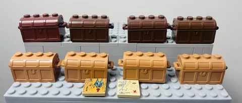 LEGO Treasure Chest Lot Gold Coins Bars Maps Goblets Pirates Castle Indiana 4738