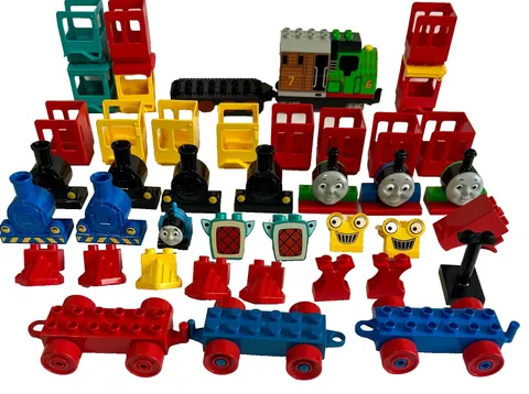 Lego Duplo Large Lot Train Pieces & Parts Bases Cabins Smoke Stacks Car Bases