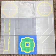 LEGO Road Baseplates Lot of 9 32x32 Vintage Street Road Plates Gray w/ Crater