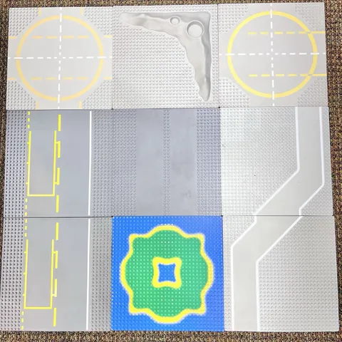 LEGO Road Baseplates Lot of 9 32x32 Vintage Street Road Plates Gray w/ Crater