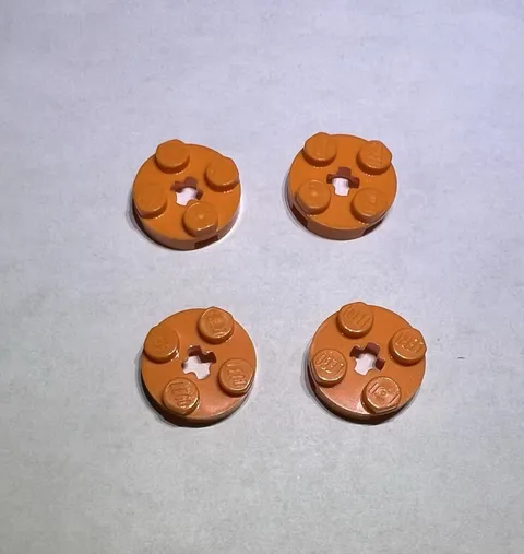 Lego Lot Of 4 Bright Orange 2x2 Round Plate Plates New City Part