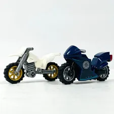 LEGO White Motorcycle Dirt Bike and Shang-Chi Motorcycle with green stripes