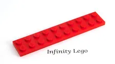 8 LEGO Red Plate 2 x 10 (3832) - (8 Pieces)