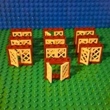 LEGO Window 1x4x3 In Reddish Brown. With White Lattice Panes. Lot Of 10