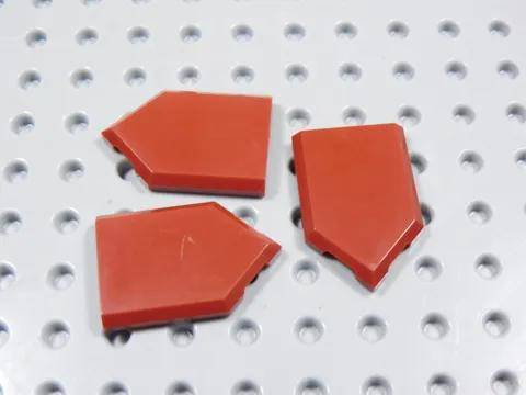 LEGO Lot of 3 Dark Red 2x3 Smooth Pentagon Tiles Plates BD