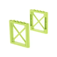 2x LEGO Support Pillar 1x6x5 Lime Green Grid Wall Beam Element 6353462 64448