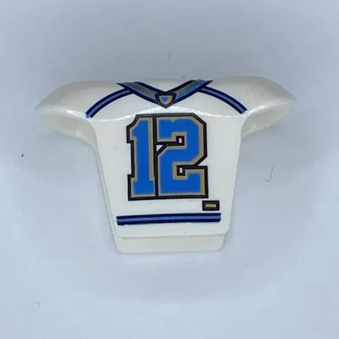 Lego White Minifig Hockey Body Armor Football Jersey Number 12