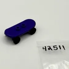 LEGO Part 42511 - Purple/Black Minifigure Skateboard Accessory w/ Black Wheels