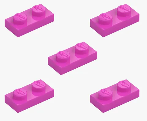 5 New LEGO Dark Pink 1x2 Plates 3023 flat panel city building plate 6057387