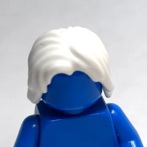 Lego - Minifigure Hair - White, Long, Wavy, Middle Part